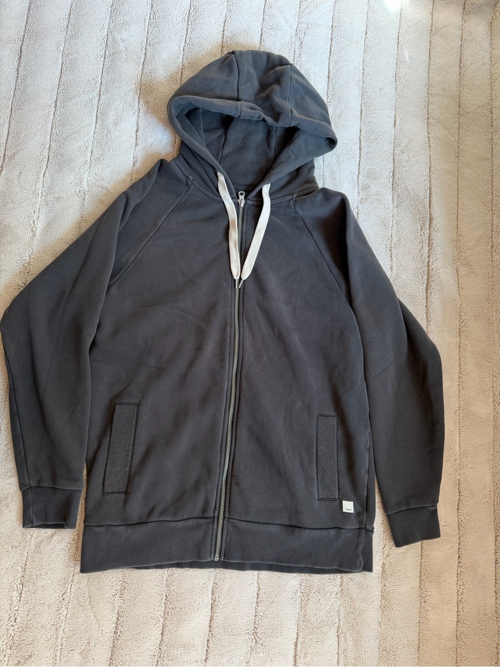 Vuori Washed Black Restore Full-Zip Hoodie, Size Small